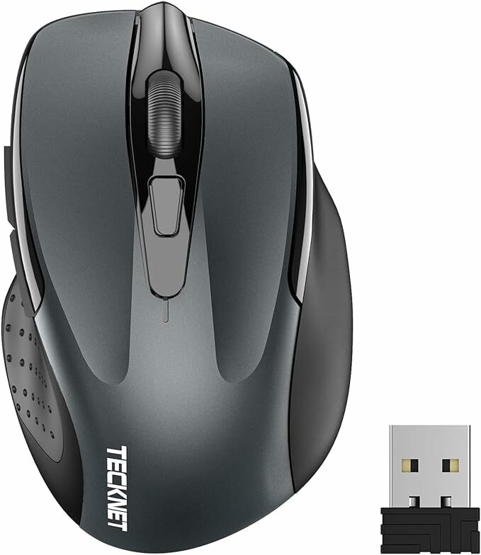 TECKNET Ratón inalámbrico, 5 niveles 2600 dpi, Ratón inalámbrico USB ergonómico 2.4G