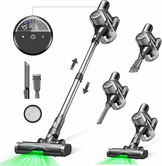 Aspirador ULTENIC U12 45 KPA-Cable, tecnología de luz verde y anti-shakes