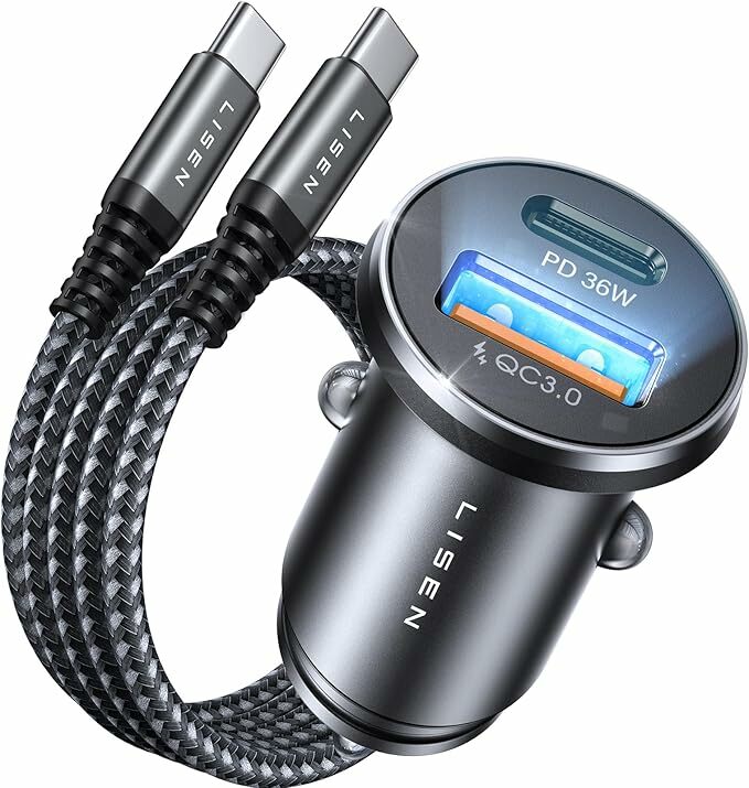 Cargador de automóvil lisen cargando rápido 54 w + 60 W cable