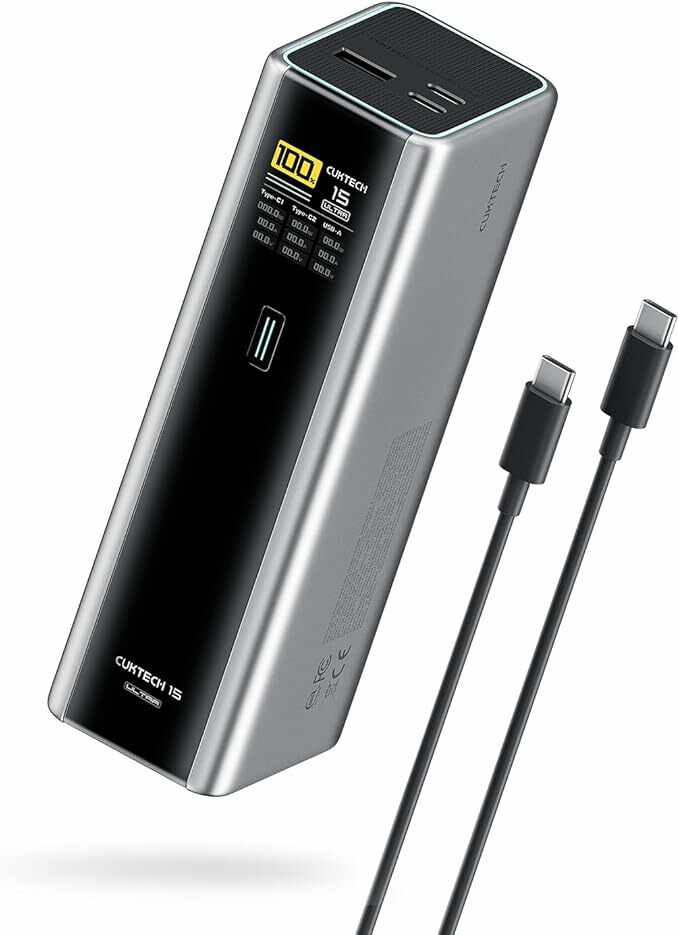 Cuktech 15 Ultra Power Bank 20000 MAH, 3 puertas de energía total de 210 W