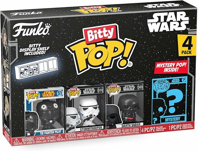 Funko Bitty Pop! Star Wars - Darth Vader ™, Tie Fighter Pilot ™, Stormtrooper ™ y una misteriosa mini figura