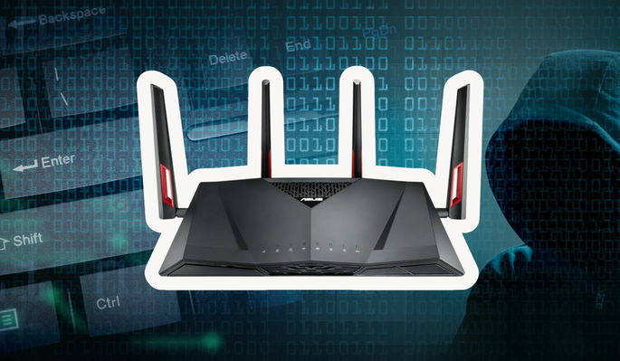 Imagen de un enrutador asus en una imagen de hacker