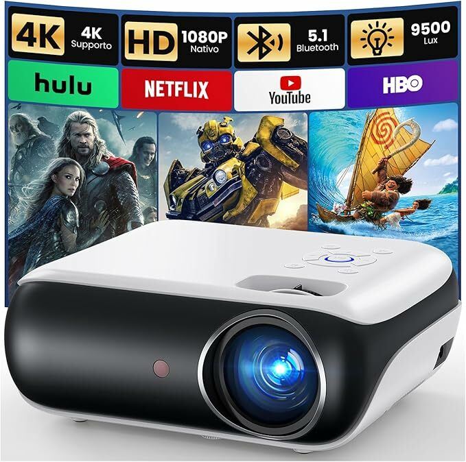 Proyector Mini 4K, Happrun 2025 Proyector portátil actualizado 1080p