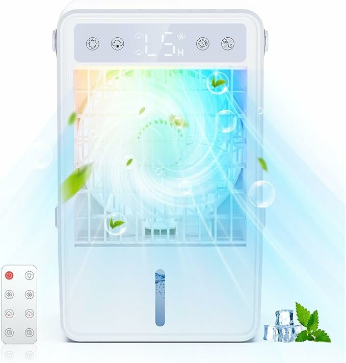 1500 ml de aire acondicionado portátil silencioso, refrigerador de aire USB, mini aire acondicionado de control remoto, 5 velocidades