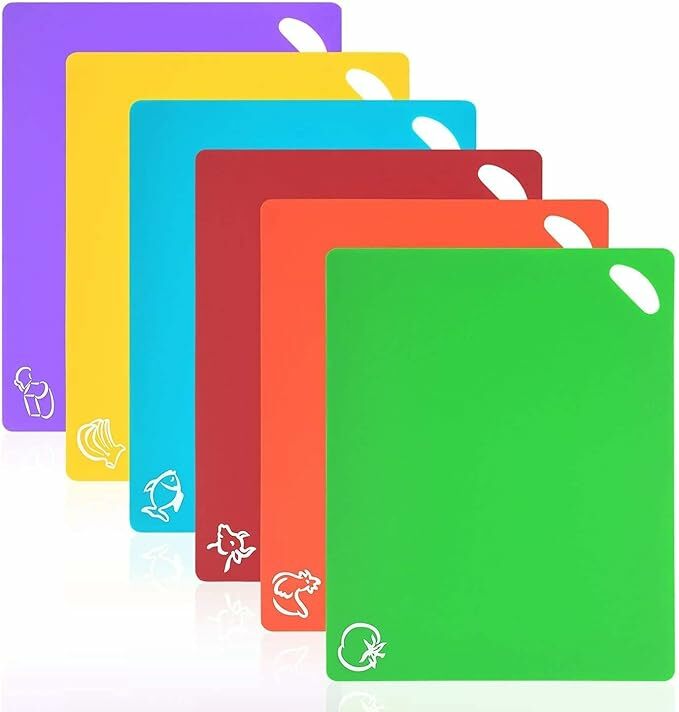 Tablas de corte de plástico Vicloon, juego de 6 tableros