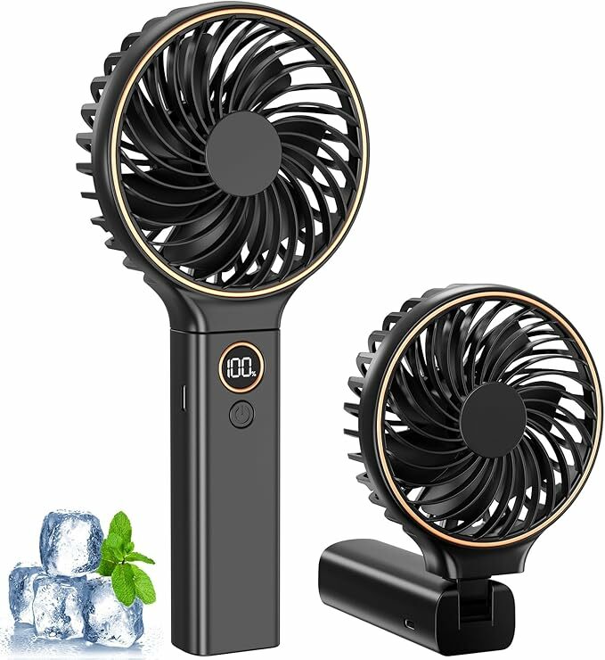 Ventilador portátil, puente de ventilador recargable USB-C con 6 velocidades