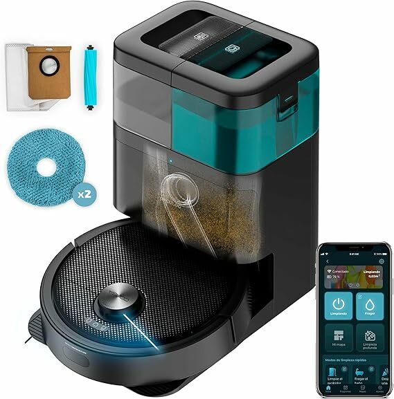 Robot de aspirador ceccotec y sencillo de contrabando de piso 15090 SPILLARM HOME & WASH. 8000PA