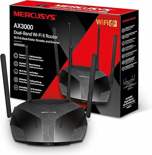 Mercusys MR3000X, Router Wi-Fi 6 Double Banda AX3000