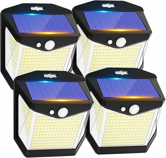 Luz solar Jardín exterior LED: 248 Sensor de movimiento de luces de suelo LED 270 °