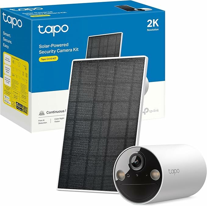 Kit Tapo C410 - Cámara de vigilancia solar con batería exterior, detección de personas por IA, 2k 3 MP