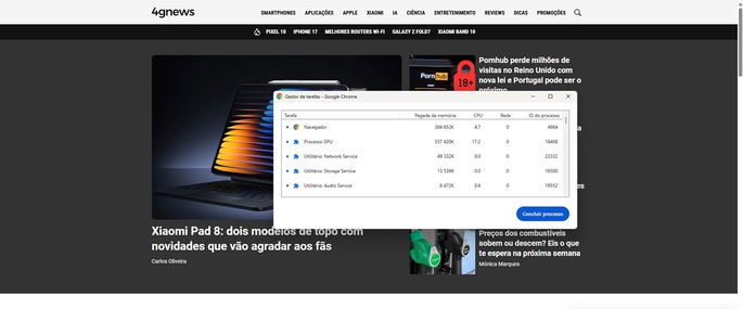 Tareas del administrador de Chrome
