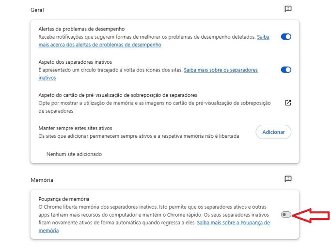 Memoria de ahorro de Chrome