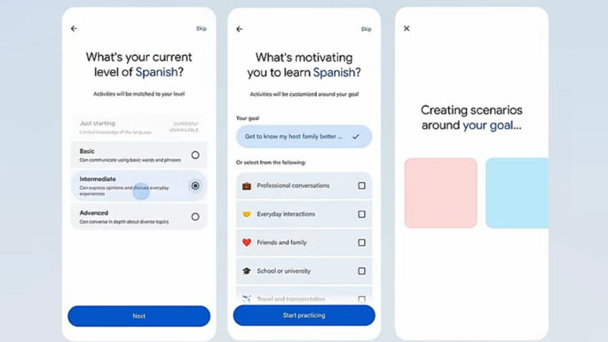 Modo de aprendizaje del traductor de Google