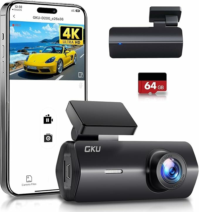 Cámara WiFi para coche GKU Dashcam UHD 4K 2160P