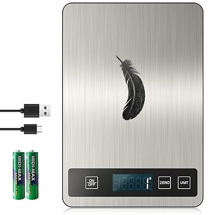 Báscula de cocina digital, báscula de cocina USB C de acero inoxidable