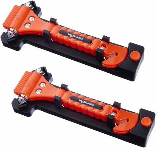 Cortador de cinturón y martillo de emergencia Amazon Basics, paquete de 2