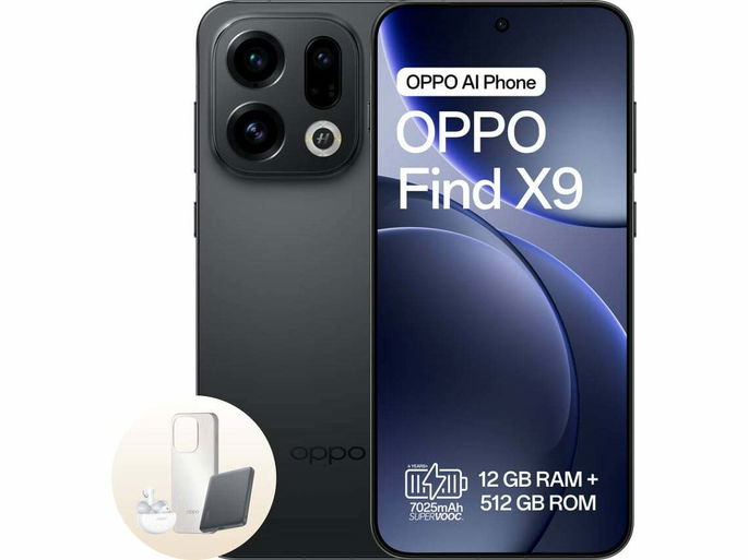 OPPO Find X9 (6.59'' - 12 GB - 512 GB - Negro) + Auriculares + Powerbank + Funda