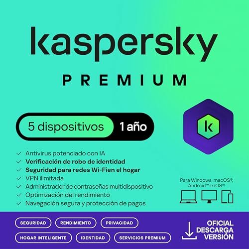 Kaspersky Premium 2024: seguridad total para 5 dispositivos, VPN ilimitada, antiphishing, firewall y