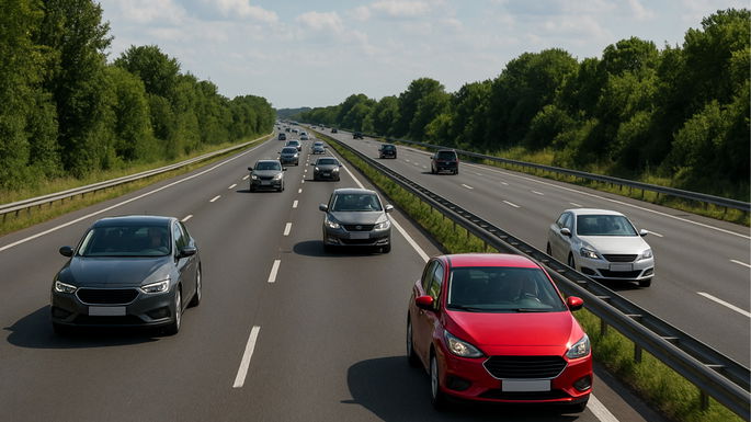 Imagen de una carretera con coches.