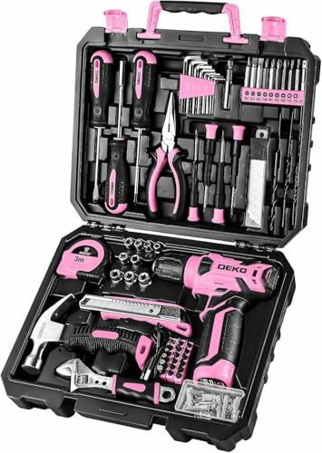 DEKO Caja de herramientas 126 piezas Rosa