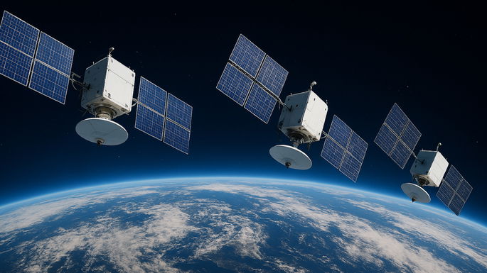 Imagen de la red de satélites sobre la Tierra.