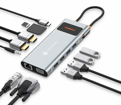 Estación de acoplamiento USB C 12 en 1