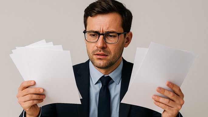 Imagen de una persona con una resma de papel.
