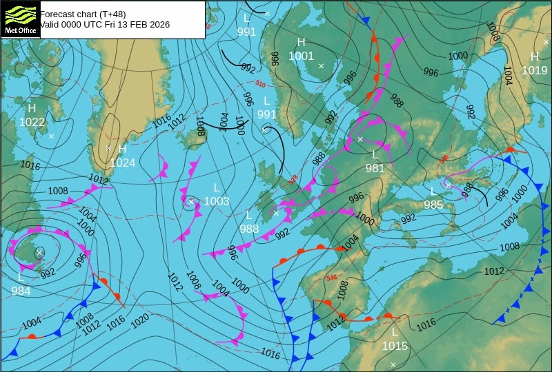Tormenta de nieve y mal tiempo en Portugal debido a la depresión de Oriana el viernes 13.
