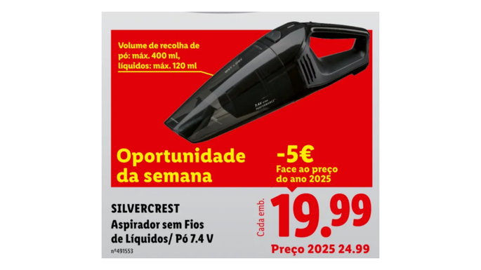 Aspirador de líquido/polvo inalámbrico de 7,4 V