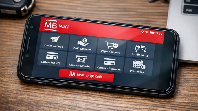 Imagen de MB Way en la pantalla de un teléfono inteligente.