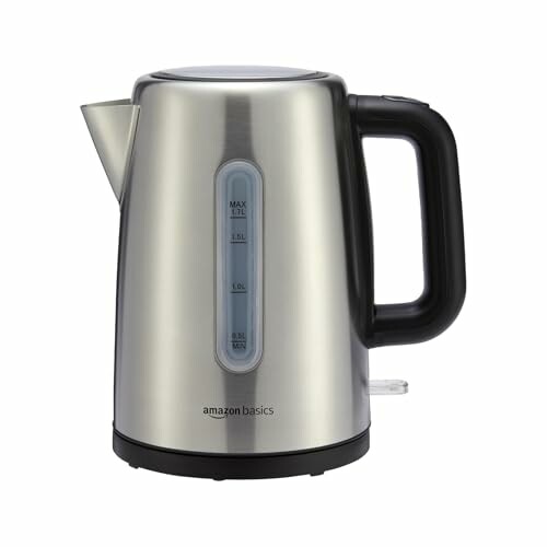 Amazon Basics Hervidor de agua eléctrico portátil de acero inoxidable - 1,7 litros, plateado