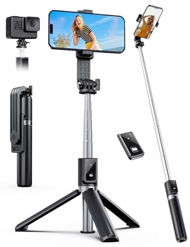 ANXRE Palo Selfie [2024 Tripé melhorado]trípode extralargo de 125 cm con mando a distancia desmontable