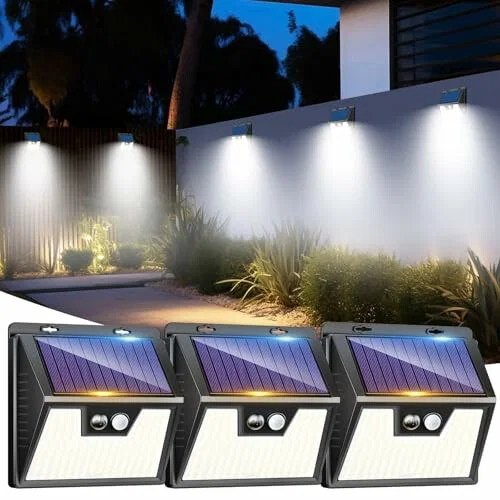 LOTMOS Luz solar exterior con sensor de movimiento 3 x 176 LED