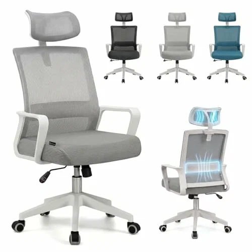 duehome Silla de oficina Dafne gris y blanca