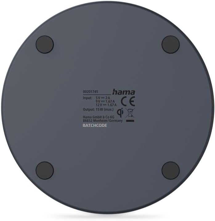 Hama | Wireless Charger Fast Charging for Smartphone (Wireless Charger, Wireless Charging Base, Qi Charger, Mobile Charger without Cables, Fast Wireless Charging, Smartphone Charging Base) Black - Imagen 4