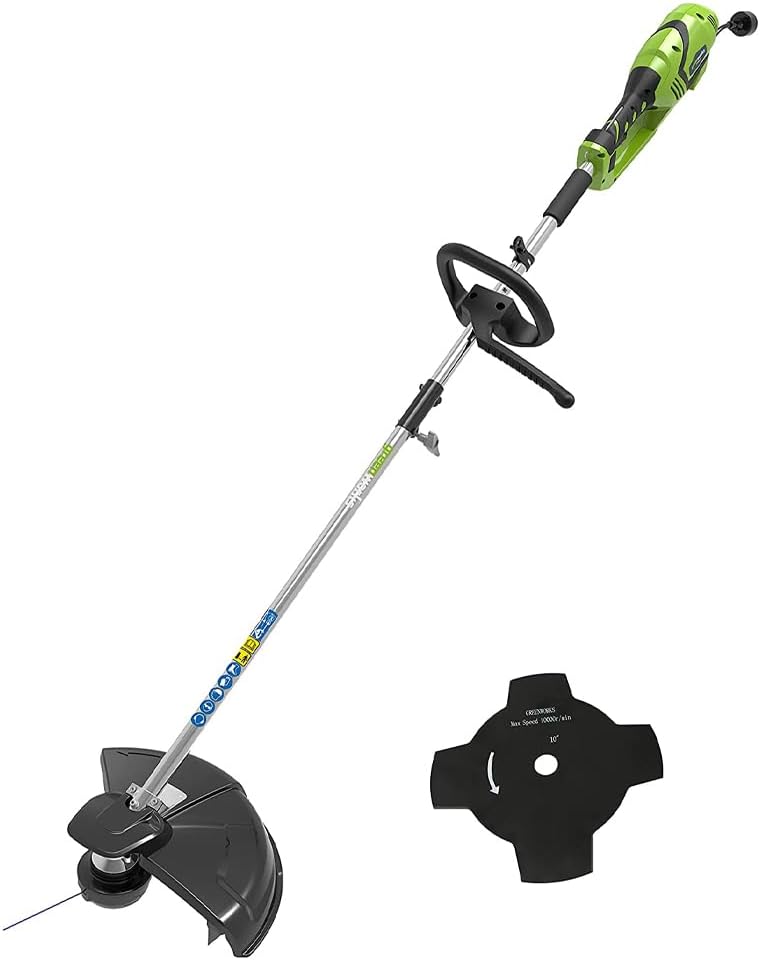 Greenworks Tools Electric Trimmer and Brush Cutter 230V 1200W 40 cm Cutting Width, 2 mm Thread/Blade, Additional Adjustable Handle, Green, Black, Grey, GST1246