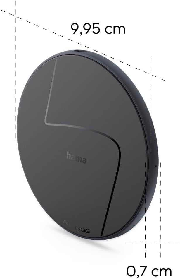Hama | Wireless Charger Fast Charging for Smartphone (Wireless Charger, Wireless Charging Base, Qi Charger, Mobile Charger without Cables, Fast Wireless Charging, Smartphone Charging Base) Black - Imagen 9