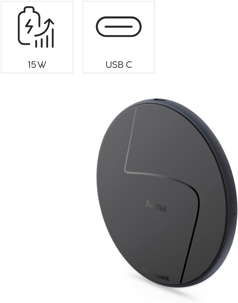 Hama | Wireless Charger Fast Charging for Smartphone (Wireless Charger, Wireless Charging Base, Qi Charger, Mobile Charger without Cables, Fast Wireless Charging, Smartphone Charging Base) Black - Imagen 7