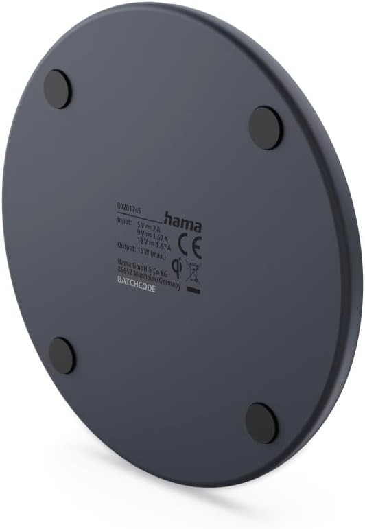 Hama | Wireless Charger Fast Charging for Smartphone (Wireless Charger, Wireless Charging Base, Qi Charger, Mobile Charger without Cables, Fast Wireless Charging, Smartphone Charging Base) Black - Imagen 3