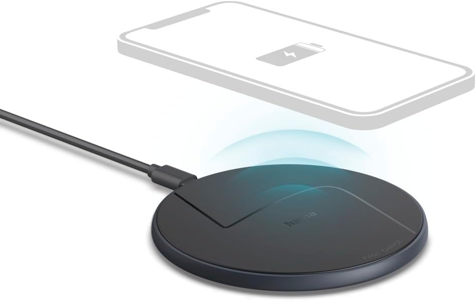 Hama | Wireless Charger Fast Charging for Smartphone (Wireless Charger, Wireless Charging Base, Qi Charger, Mobile Charger without Cables, Fast Wireless Charging, Smartphone Charging Base) Black