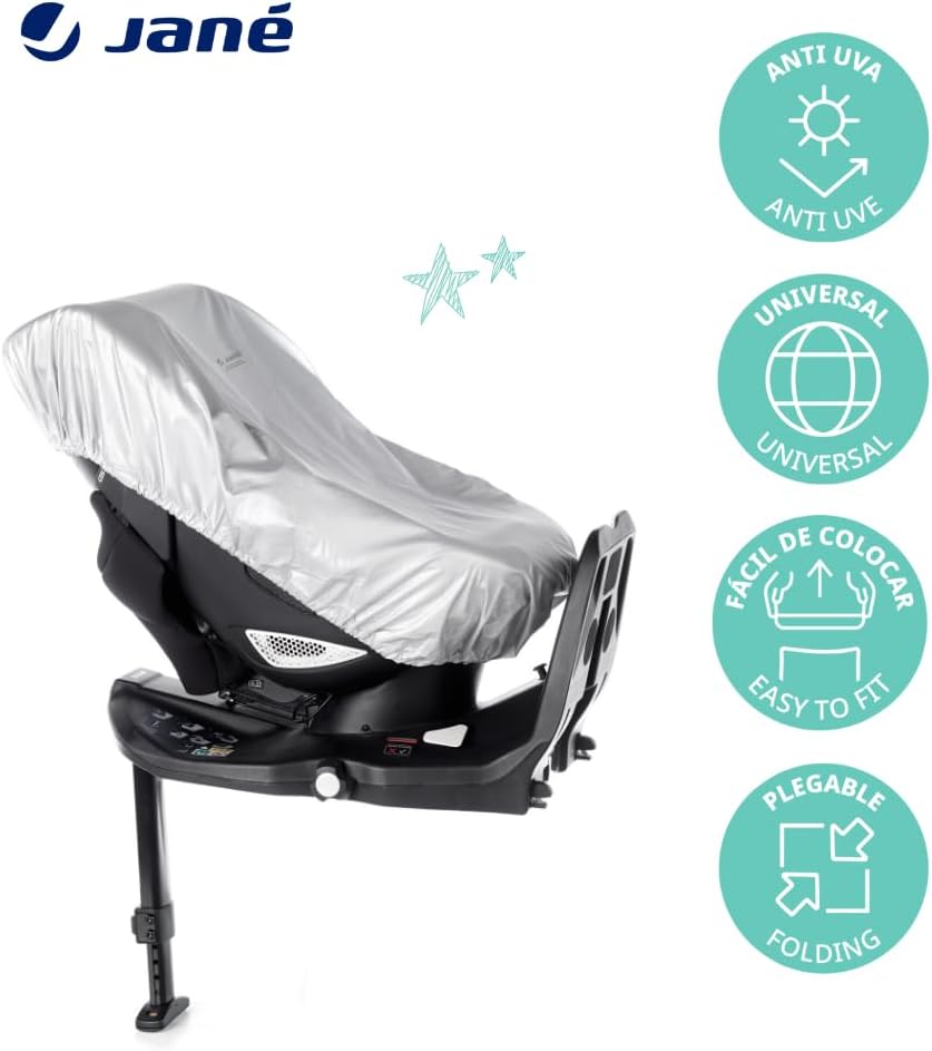 Jané Universal Baby Car Seat Cover, Anti-UV Sun Protection, Reduces Heat up to 25°C, Foldable, Waterproof, Grey - Imagen 2