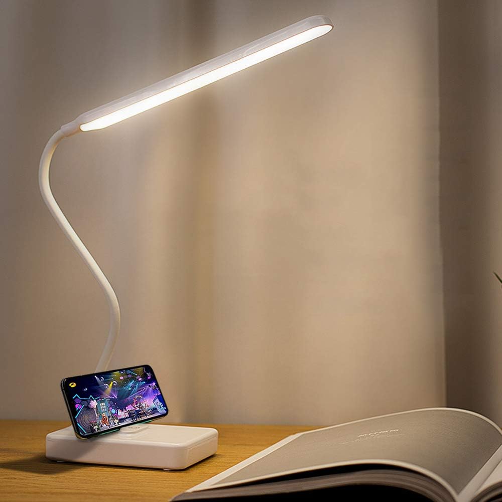Wireless LED Desk Lamp, USB Rechargeable 2000mAh Battery Powered Touch 3 Colors 6 Brightness Dimmable Portable Table Lamp Reading Study Book