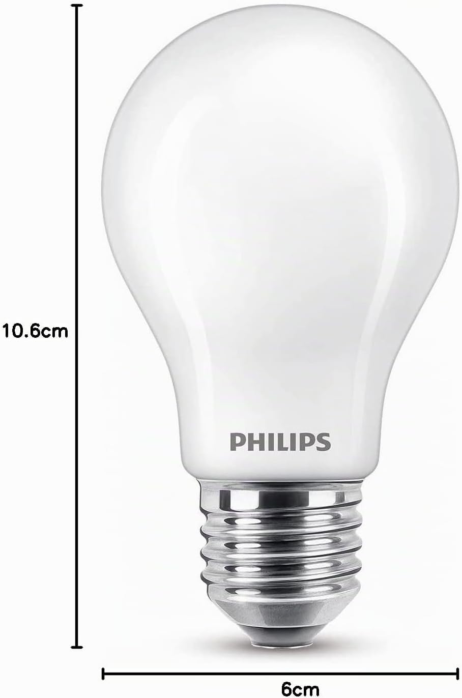 PHILIPS - Glass LED Bulb, 60W, E27, Standard, Matte, Warm White, Non-Dimmable, Pack of 2 Units - Imagen 4