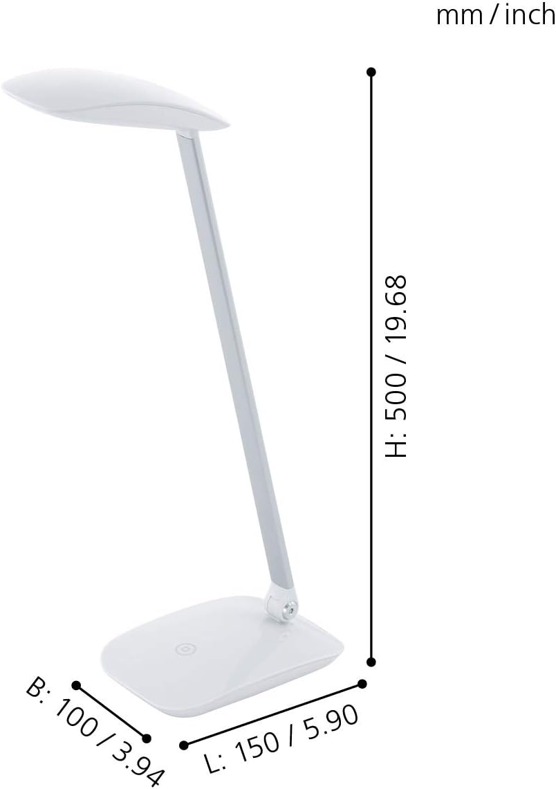 EGLO Cashier Table Lamp White, Table Lamps, White, Plastic, Home Office, Office, Study, IP20, II, ENEC - Imagen 7