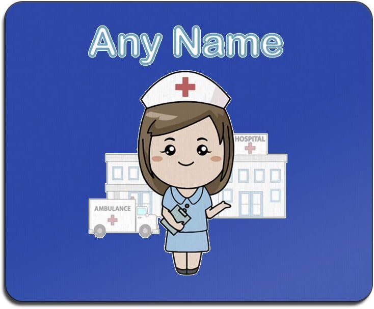 Personalised Nurse Mousepad Light Blue Brown
