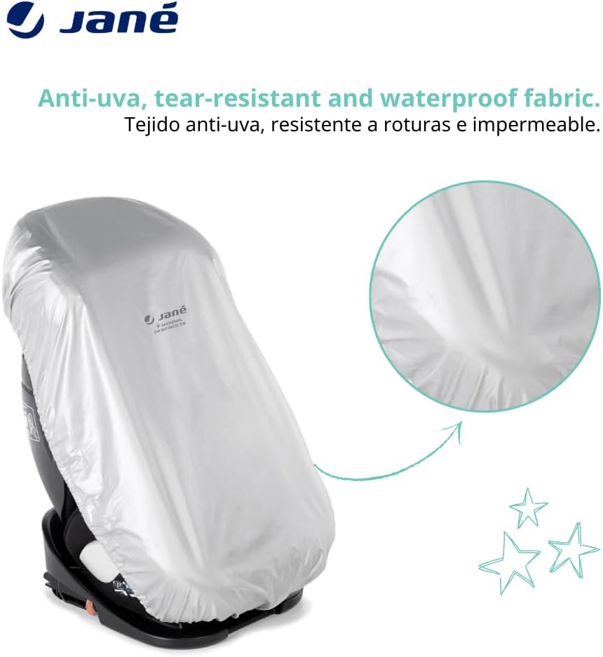 Jané Universal Baby Car Seat Cover, Anti-UV Sun Protection, Reduces Heat up to 25°C, Foldable, Waterproof, Grey - Imagen 3