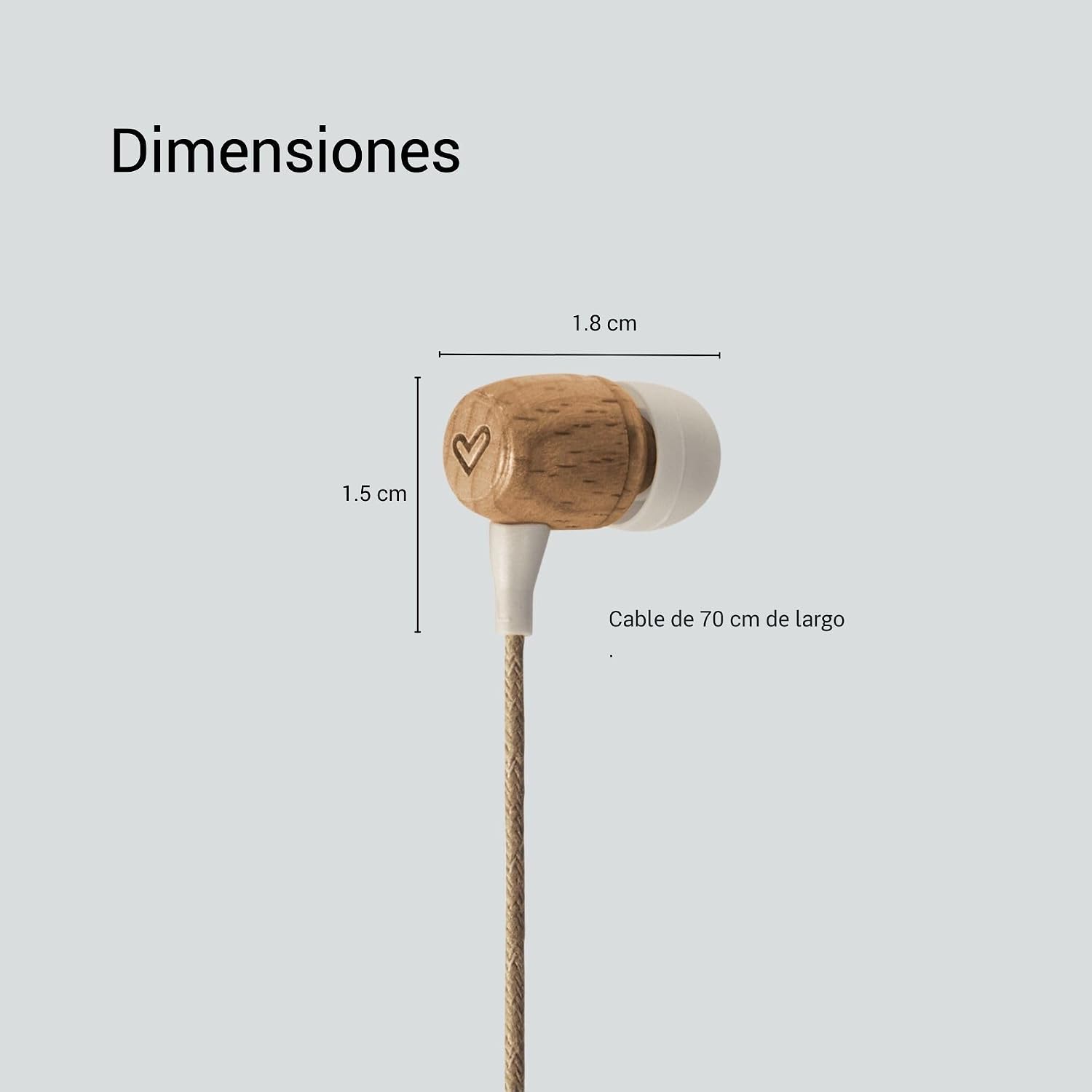 Energy Sistem Earphones Eco Bluetooth Beech Wood Headphones (In-ear, Sustainable Wood, Hemp Cable, Microphone, USB Type C, Bluetooth 5.1) - Beech - Imagen 3