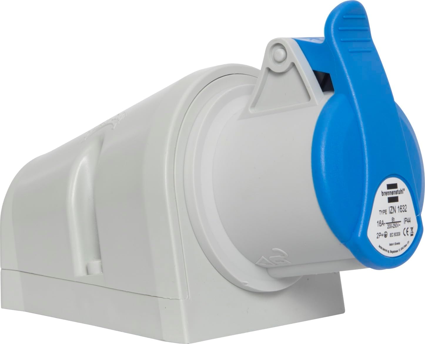 Brennenstuhl CEE 3 Pole Industrial Electrical Wall Socket 230V/16A with Cap for Outdoor Use Ideal for Outdoor Use Construction Industrial IP44 16A