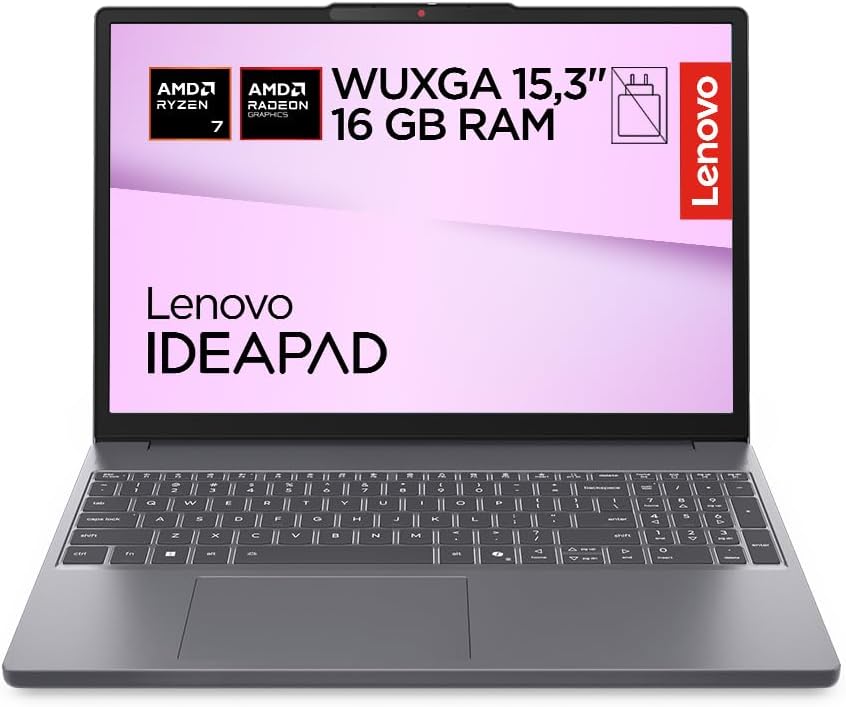 Lenovo IdeaPad Slim 3 Gen 10 Laptop 15.3" WUXGA (AMD Ryzen 7 170, 16GB RAM, 1TB SSD, Wi-Fi 6, USB-C, Windows 11 Home) Spanish QWERTY Keyboard – Moon Grey