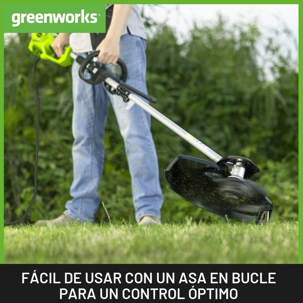 Greenworks Tools Electric Trimmer and Brush Cutter 230V 1200W 40 cm Cutting Width, 2 mm Thread/Blade, Additional Adjustable Handle, Green, Black, Grey, GST1246 - Imagen 4